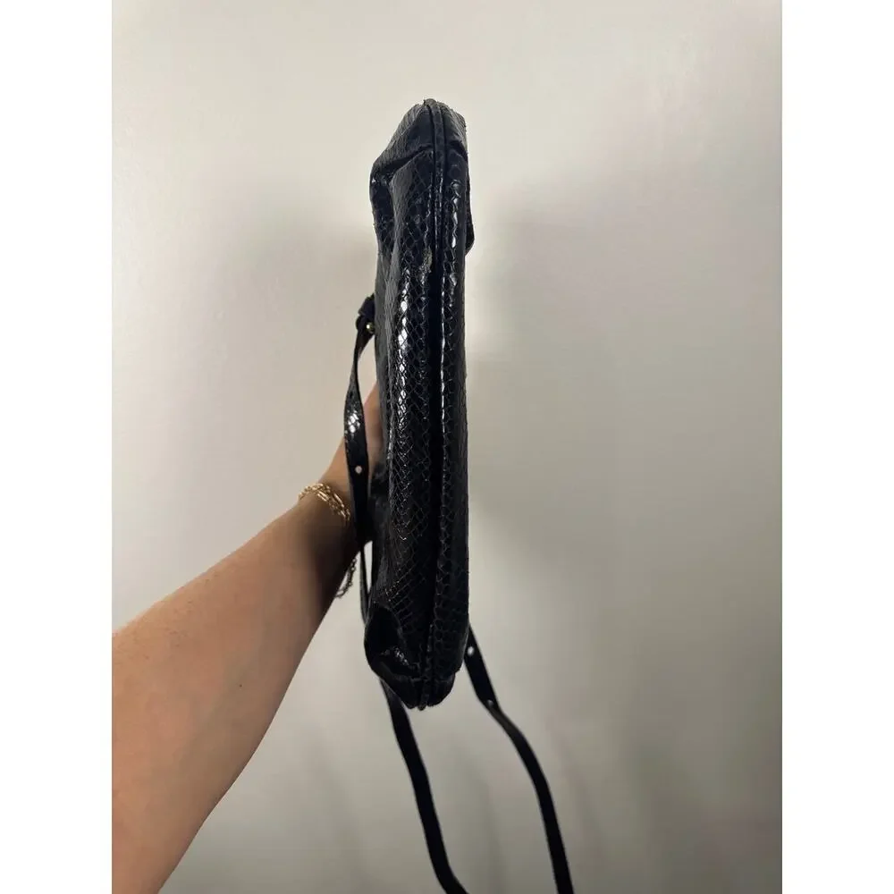 Brahmin Croc-Embossed Leather Clutch/Crossbody Y2k Retro- Black, OS